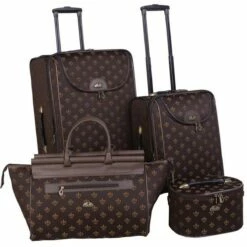 American Flyer Fleur De Lis 4-Piece Luggage Set -US Suitcase Sales 2024 54500 4 BRN