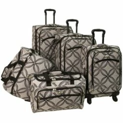 American Flyer Silver Clover 5-Piece Spinner Luggage Set